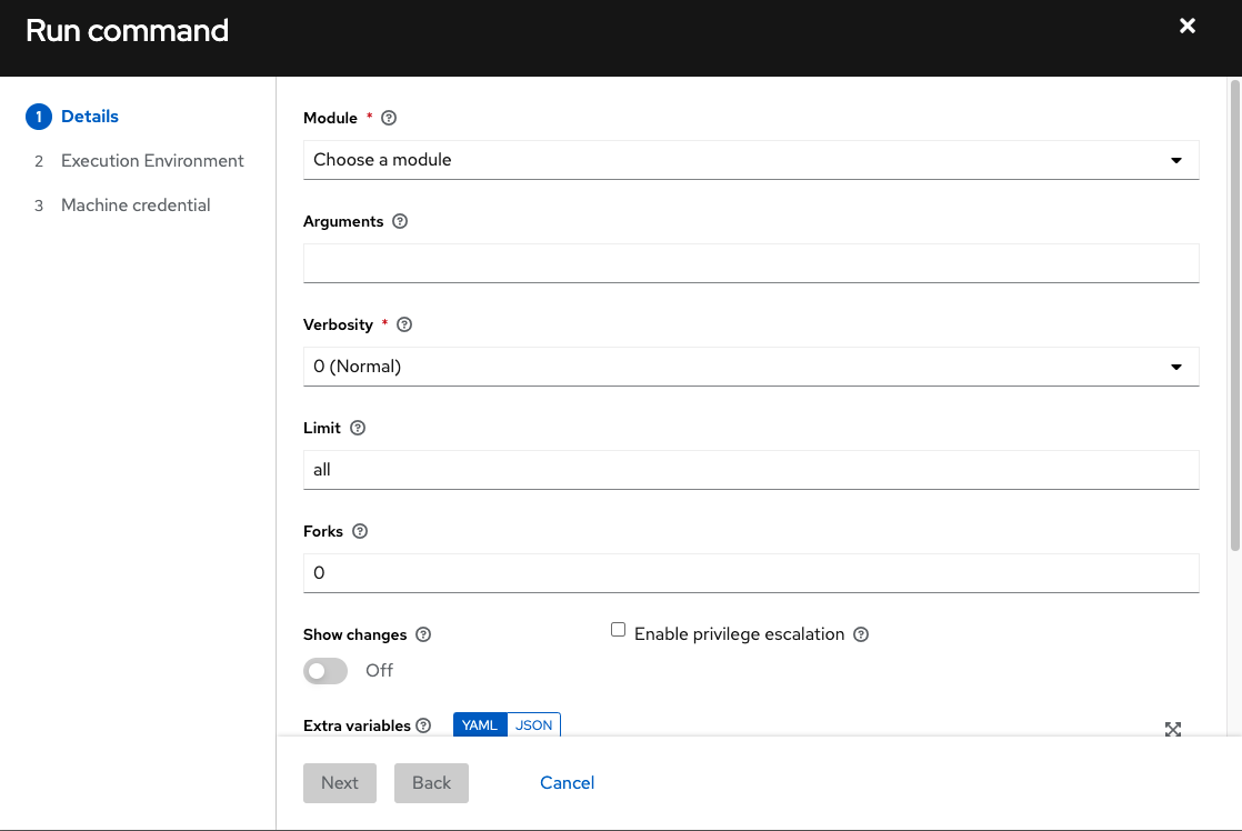 Ad hoc run execute command