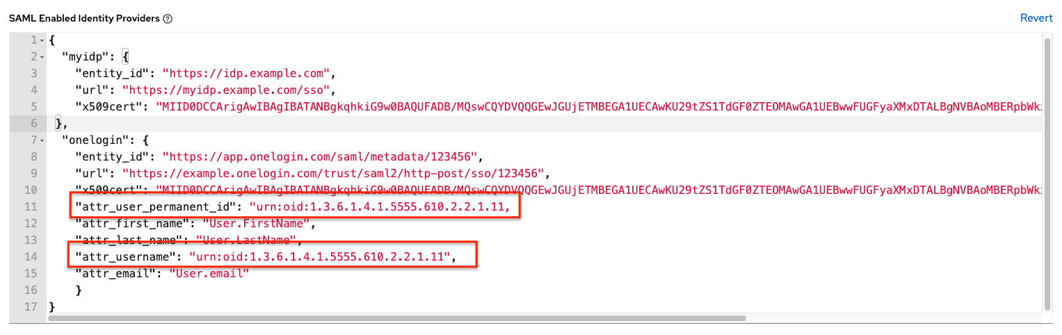 Configuring SAML Identity Providers (IdPs) in AWX using URNs.