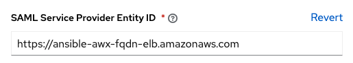 Configuring SAML Service Provider Entity ID in AWX.