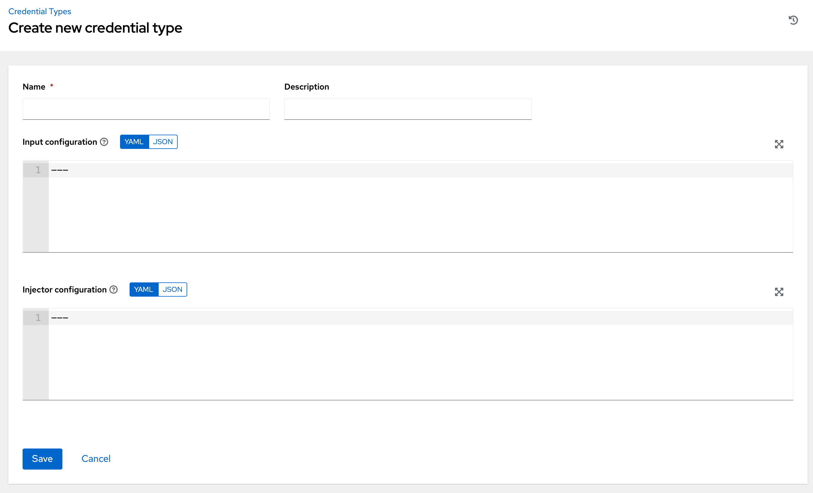 Create new credential type form