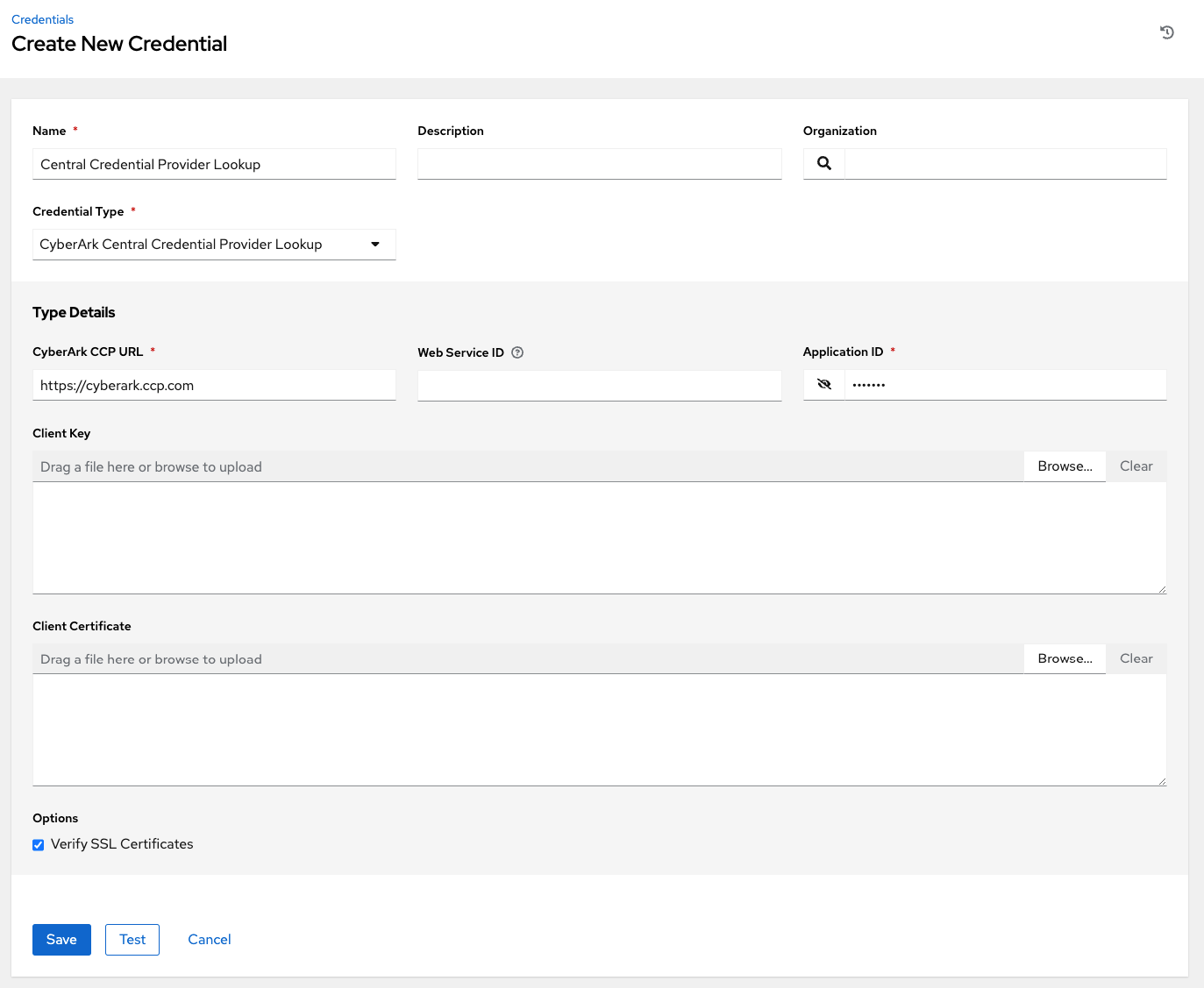 Example new CyberArk vault credential lookup dialog