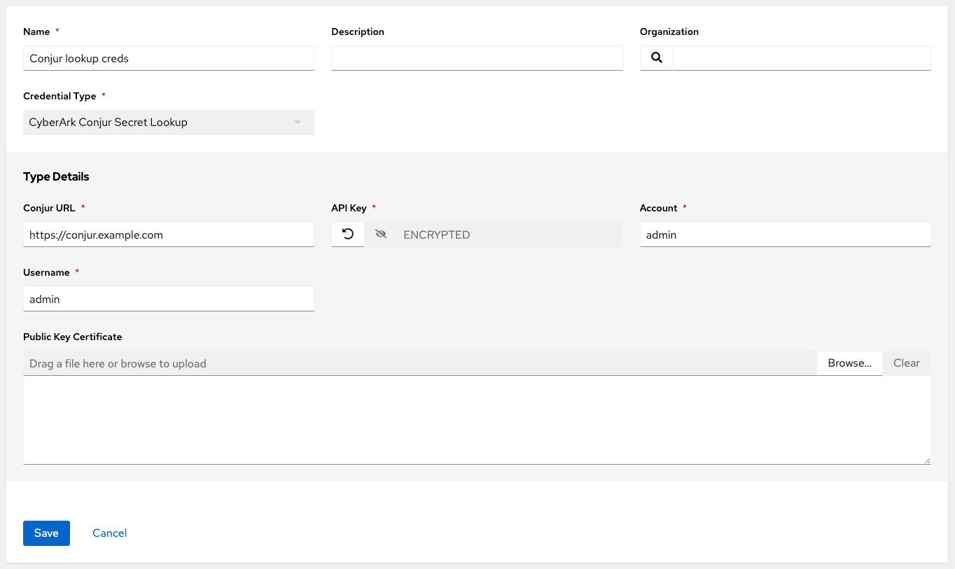 Example new CyberArk Conjur Secret lookup dialog