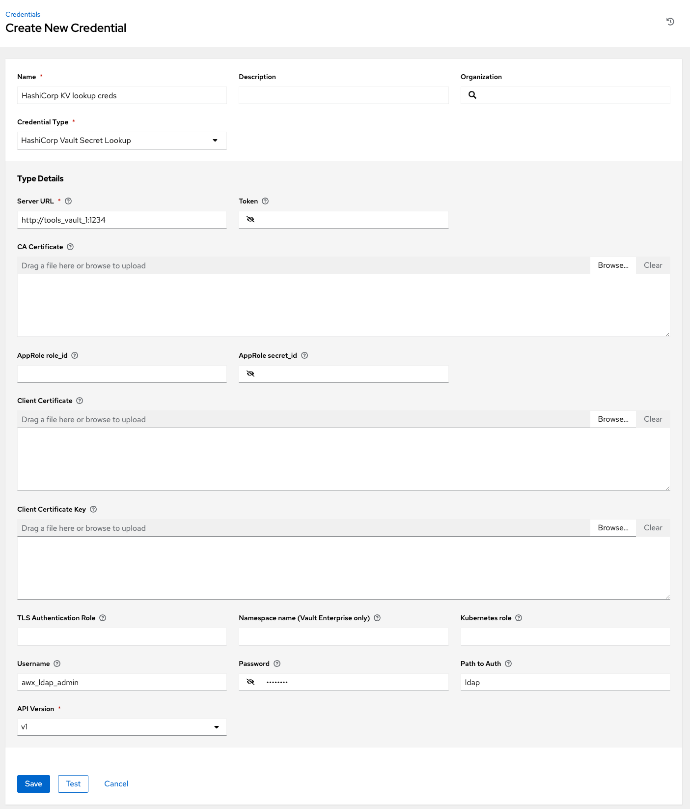 Example new HashiCorp Vault Secret lookup dialog