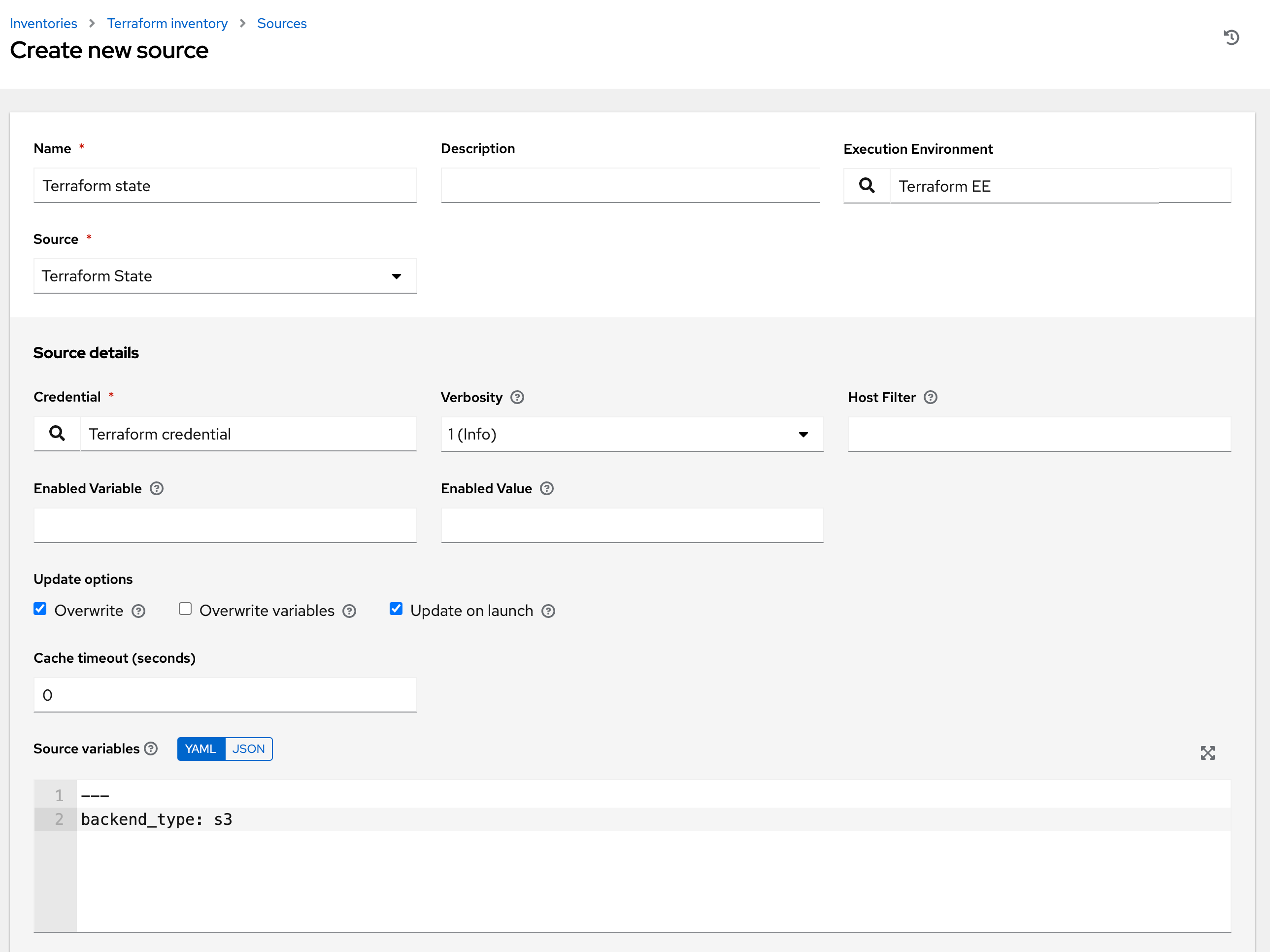 Inventories create source Terraform example