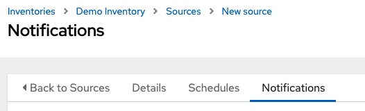 Notification tab for the inventory source
