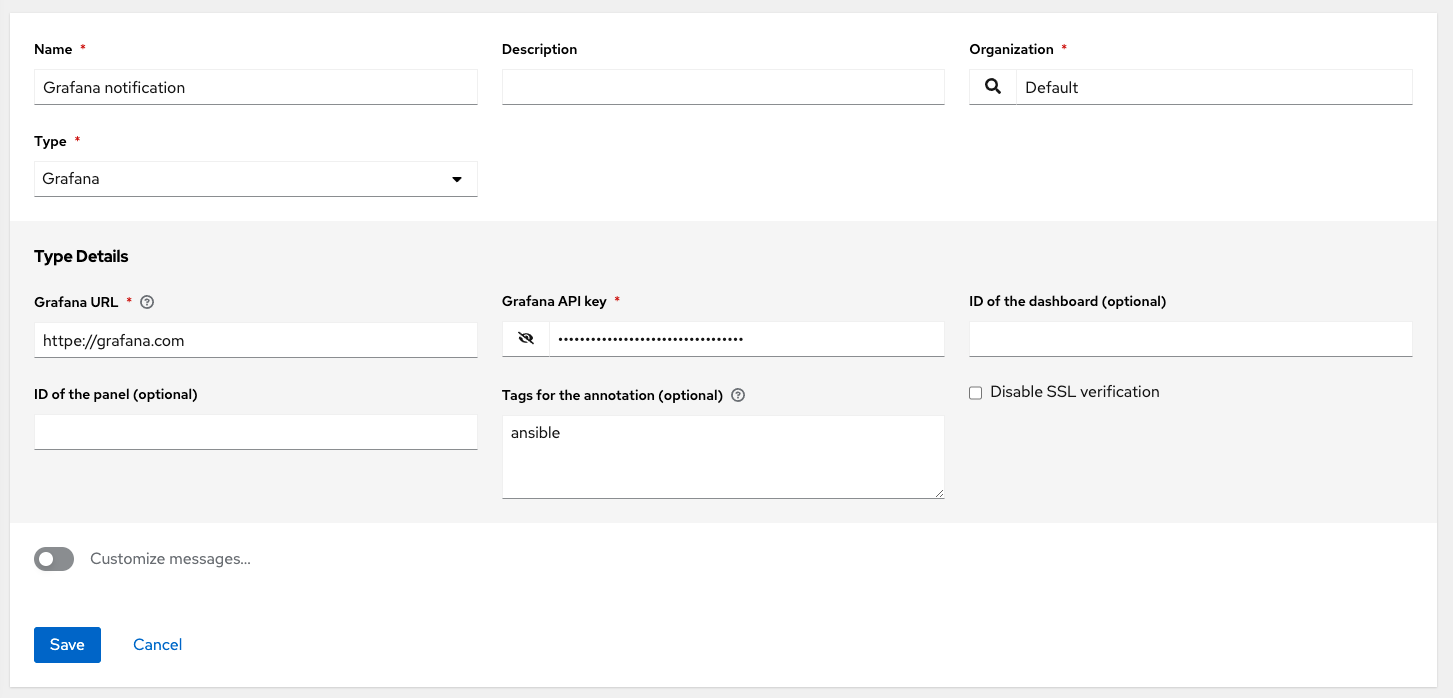 Grafana notification template