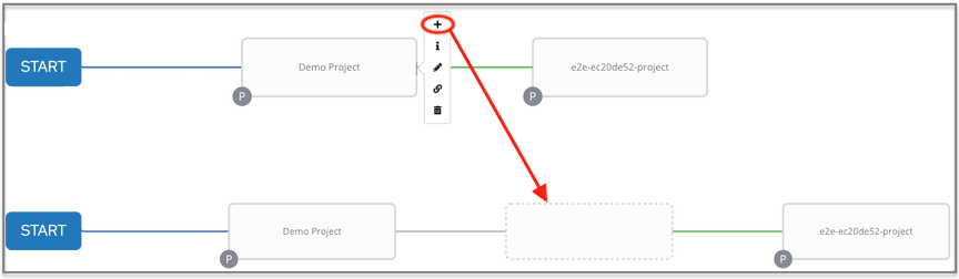 Workflow Visualizer showing how to insert a node.