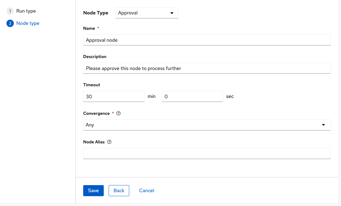 Workflow Visualizer Approval node form.